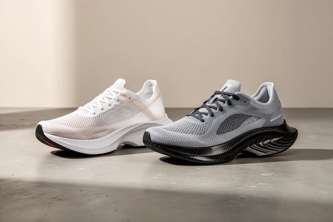 ASICS Metaspeed Ray und Adidas Adizero Adios Pro Evo 2 Rennschuhe auf Beton