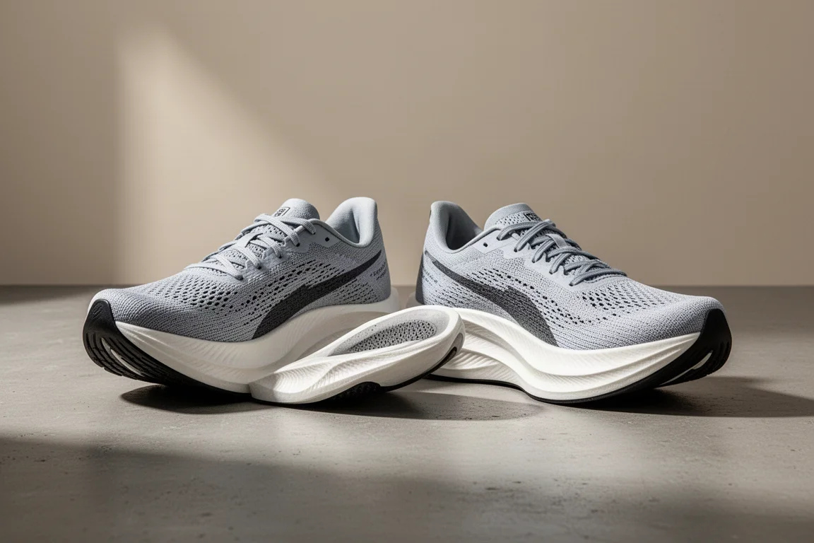 Asics Metaspeed Sky Paris and Edge Paris racing shoes side by side on concrete