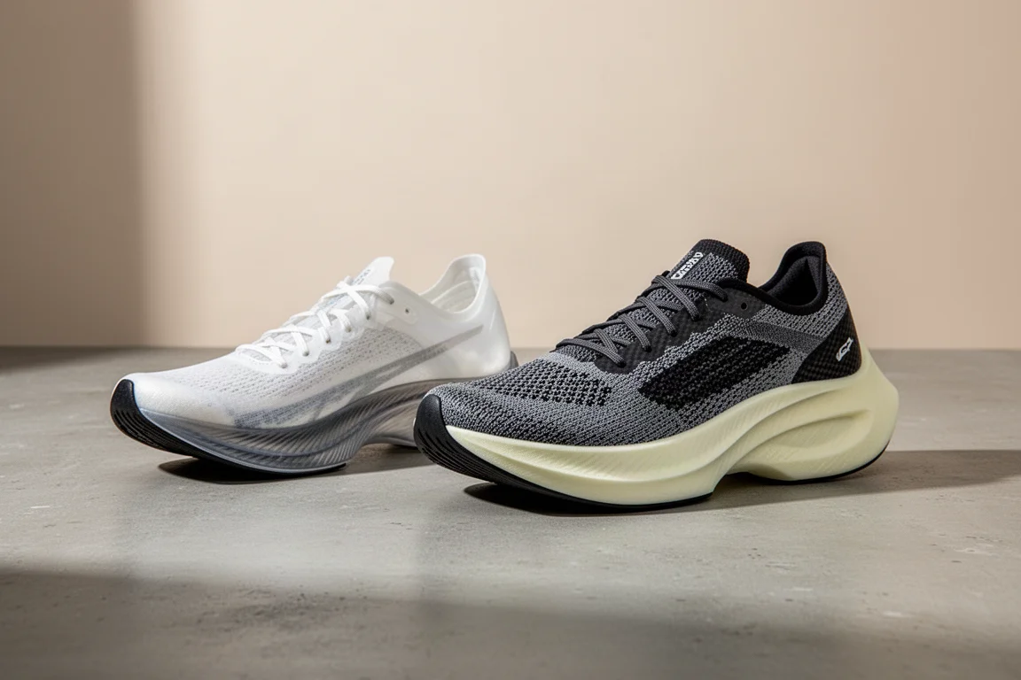 ASICS Metaspeed Sky Paris and Saucony Endorphin Elite 2 racing shoes side by side