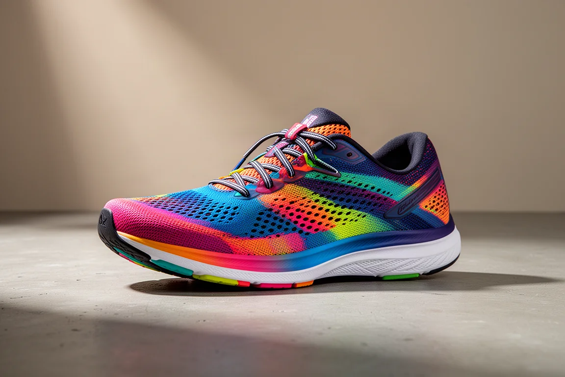 Scarpa da running Asics Noosa Tri 14 in una colorway accesa su una superficie in cemento
