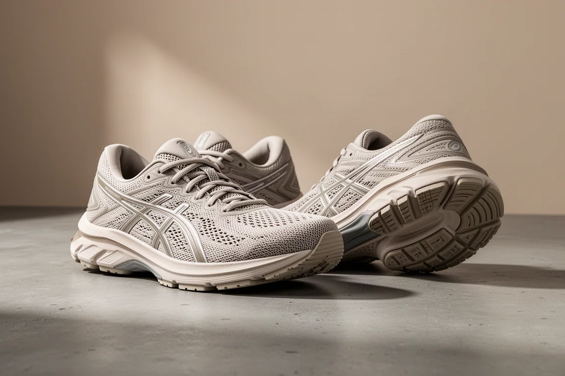 Two running shoes side by side, one showing a raised rubber outsole