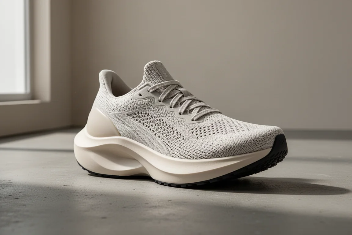 ASICS Novablast 4 Laufschuh in einer Dreiviertel-Ansicht auf Beton