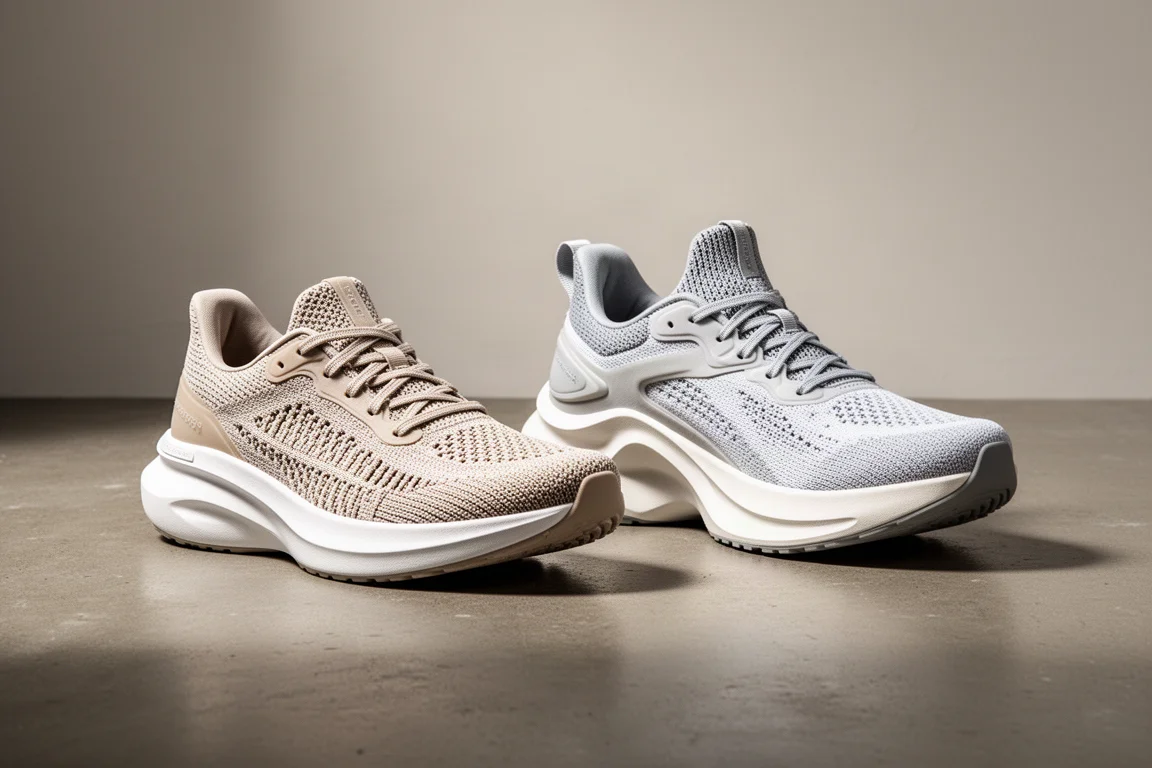 ASICS Novablast 4 and GEL-Nimbus 26 running shoes side by side on concrete