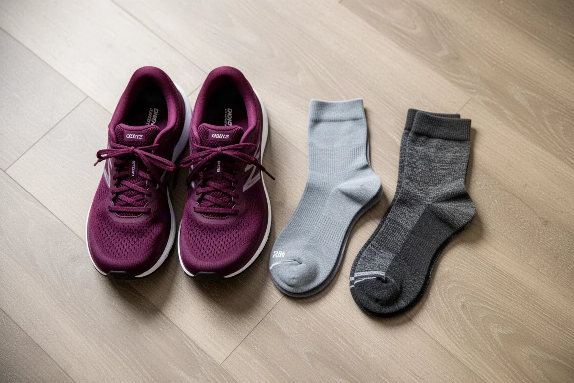 Un runner sale in velocità su una strada asfaltata durante una seduta di collane veloci