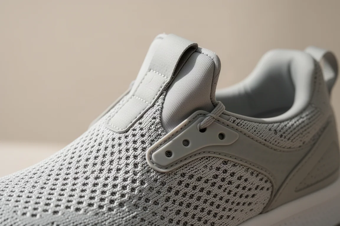 Smooth rubber outsole pattern of a running shoe under soft light