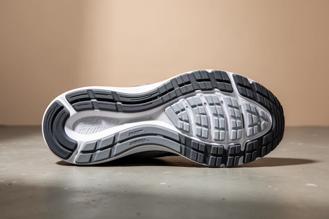 Semelle extérieure d'une chaussure de running montrant l'usure après les tests