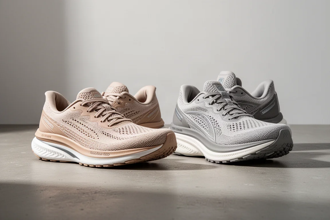 Due scarpe da running ASICS affiancate che mostrano midsole dalle altezze contrastanti