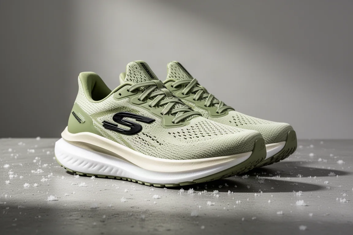 ASICS S4 Plus running shoes in a matcha green colorway on a concrete surface