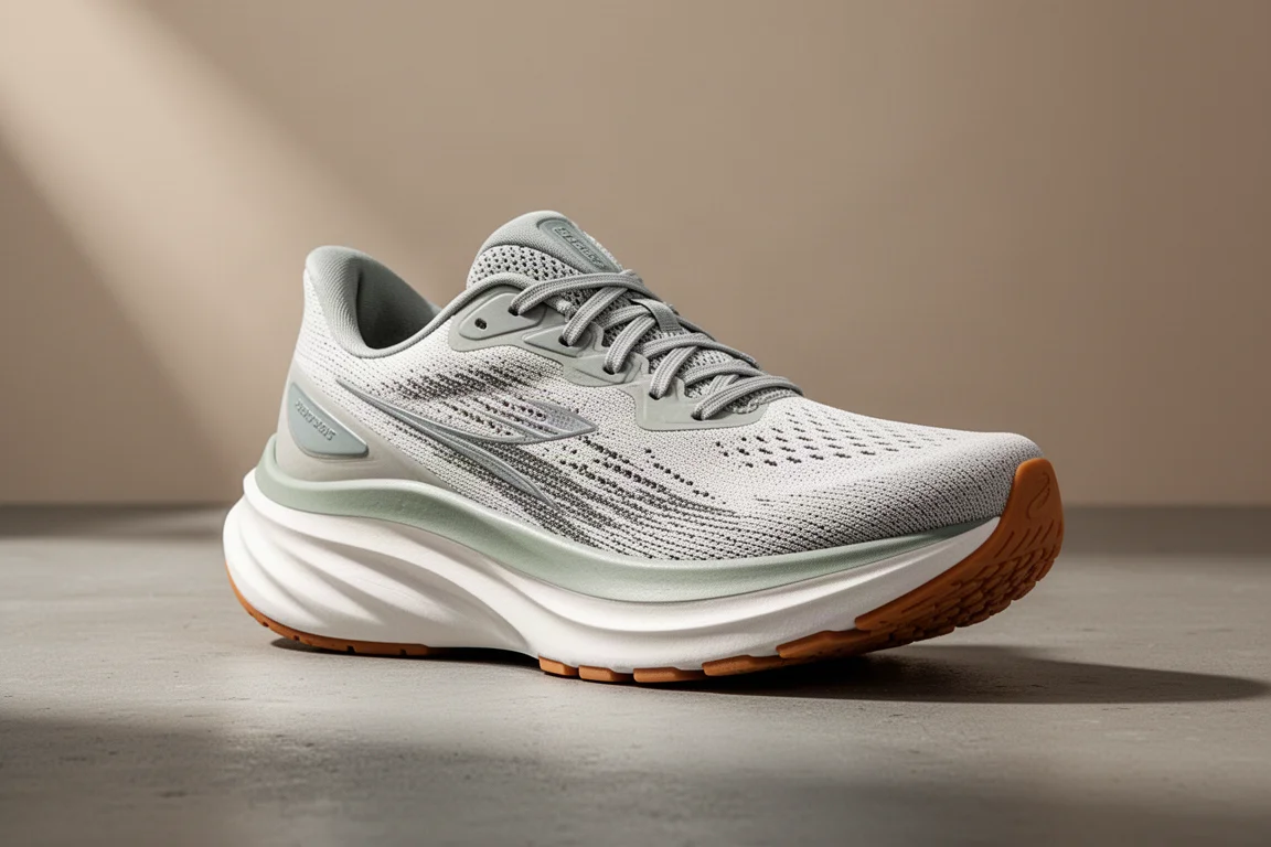 ASICS Sonic Blast running shoe with tall foam midsole on a concrete surface