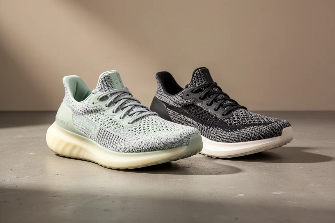 Asics Super Blast 3 與 Mega Blast 跑鞋並排放在水泥地上