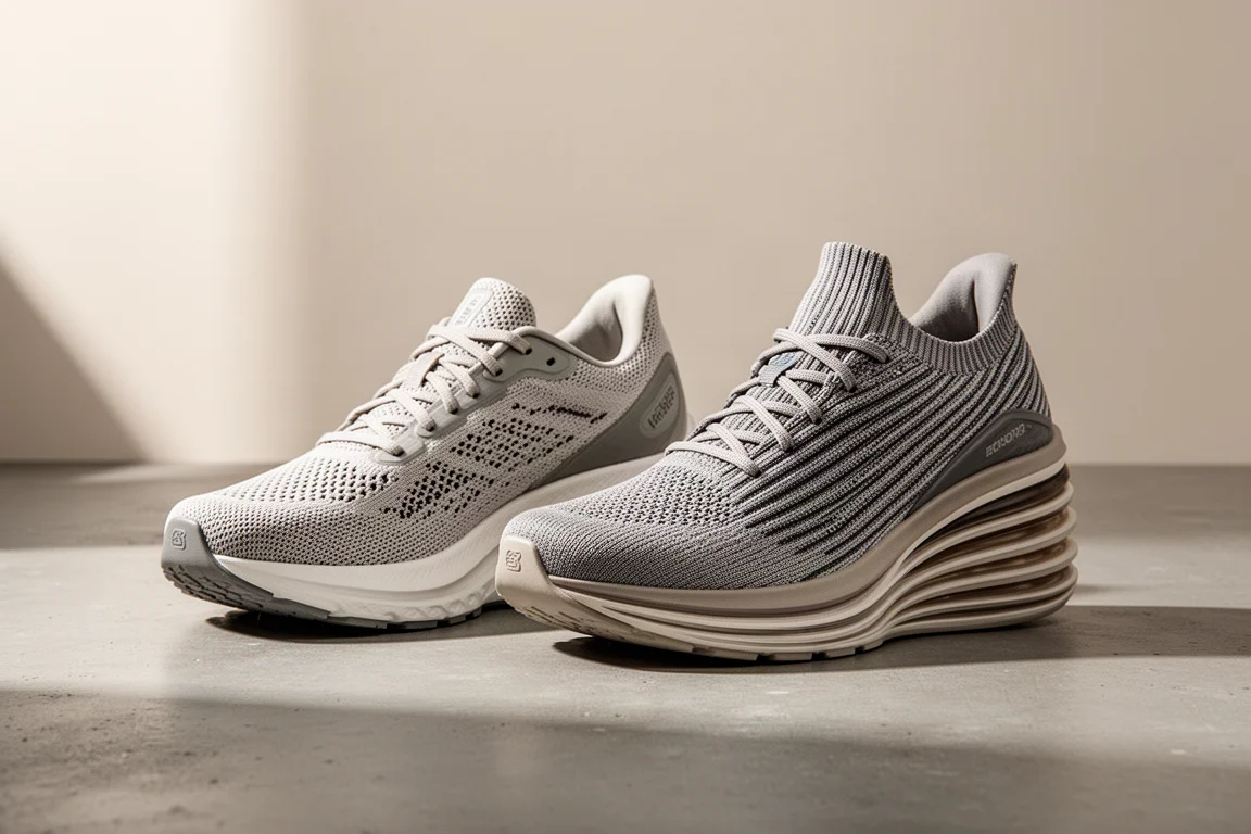 Asics Super Blast and Adidas Prime X 2 Strung running shoes side by side on concrete