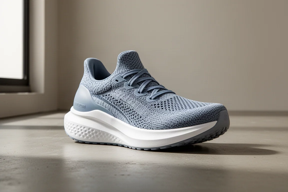 ASICS Superblast running shoe in three-quarter view on a concrete surface