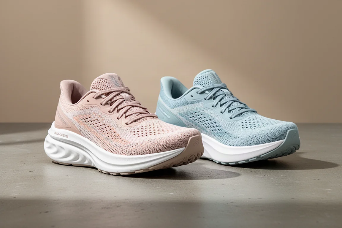 Zwei ASICS SuperBlast Laufschuhe nebeneinander auf einer Betonfläche