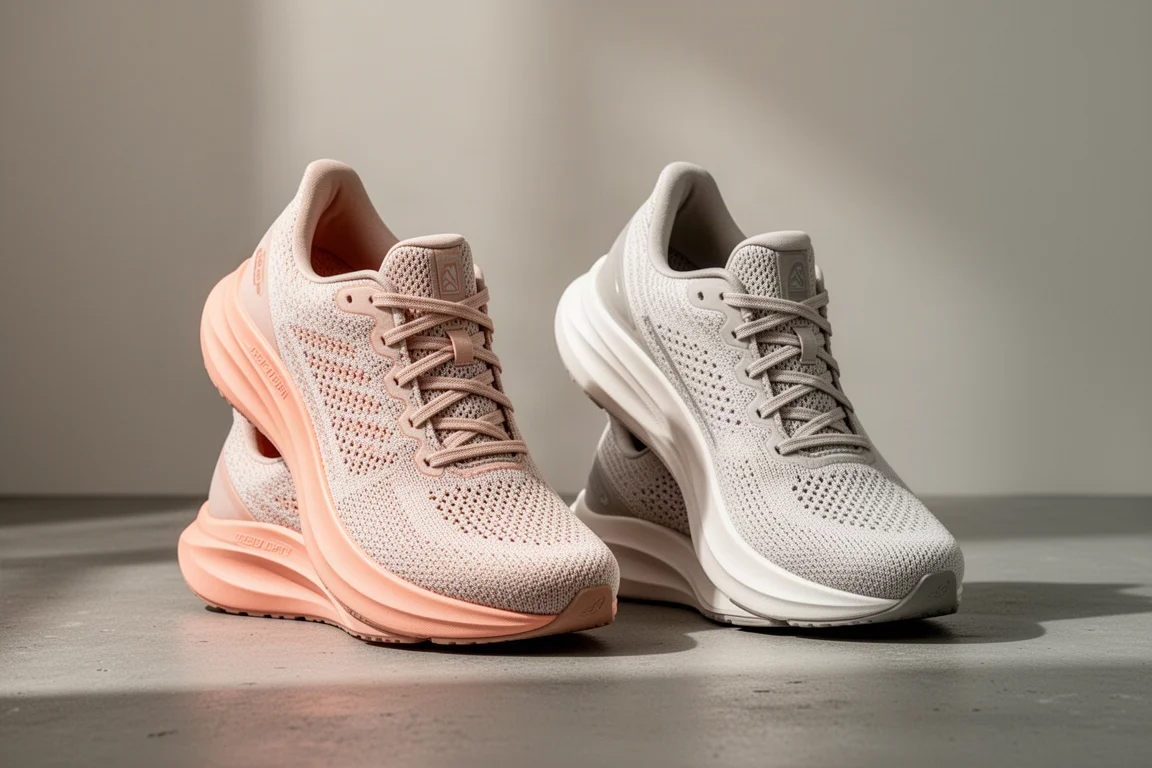 ASICS Superblast V1 and Superblast 2 running shoes side by side on concrete