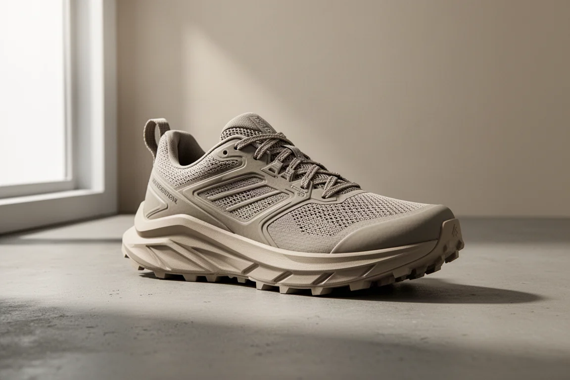 Asics Trabuco Max 2 trail running shoe on a matte concrete surface