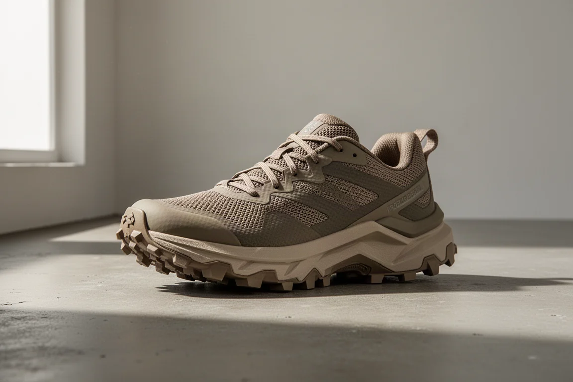 ASICS Trabuco Max 3 Trailrunningschuh mit dicker Mittelsohle auf Betonoberfläche