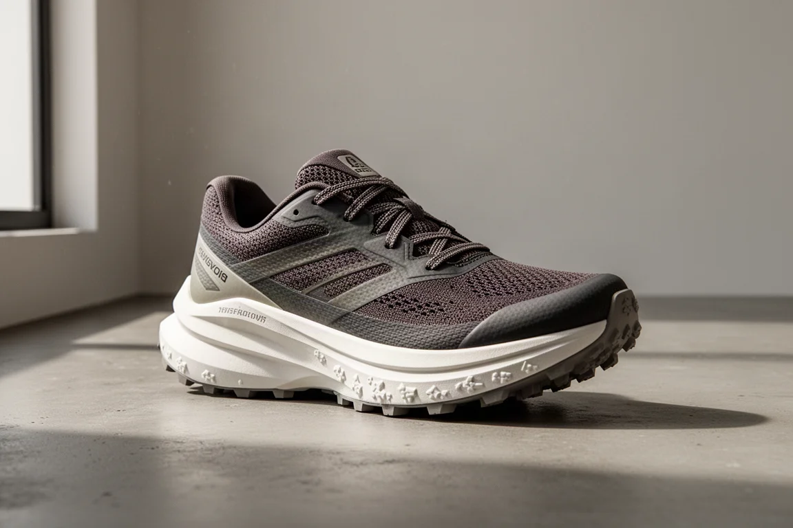 ASICS Trabuco Max 4 Trailschuh in Orange auf einer betonierten Oberfläche