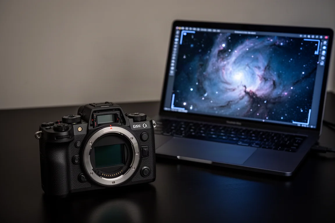 Vollformat-Sensor mit Sterndetails in den Ecken aus einem Widefield-Astrofotografie-Bild