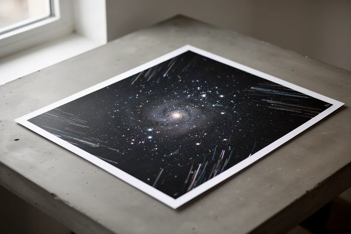Rand eines Deep-Sky-Bilds mit in die Länge gezogenen Sternen in den Bildecken