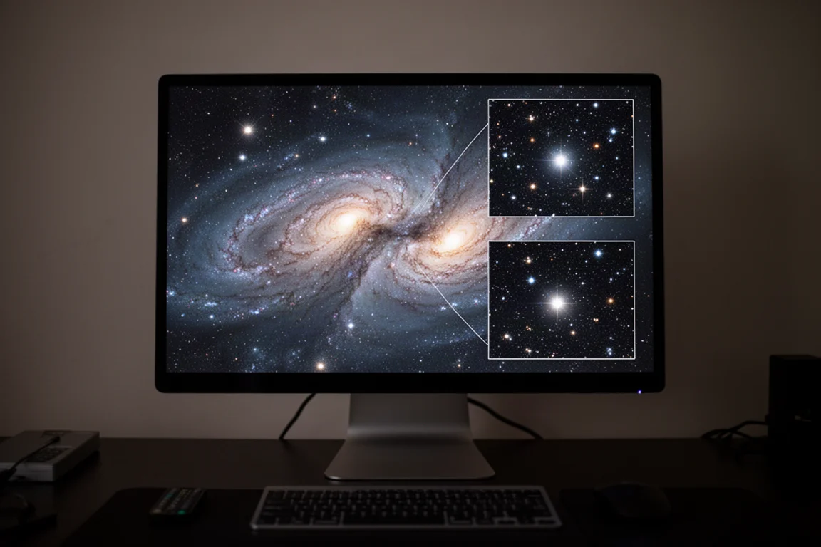 Sterne mit subtilen chromatischen Farbsäumen in einem Deep-Sky-Ausschnitt