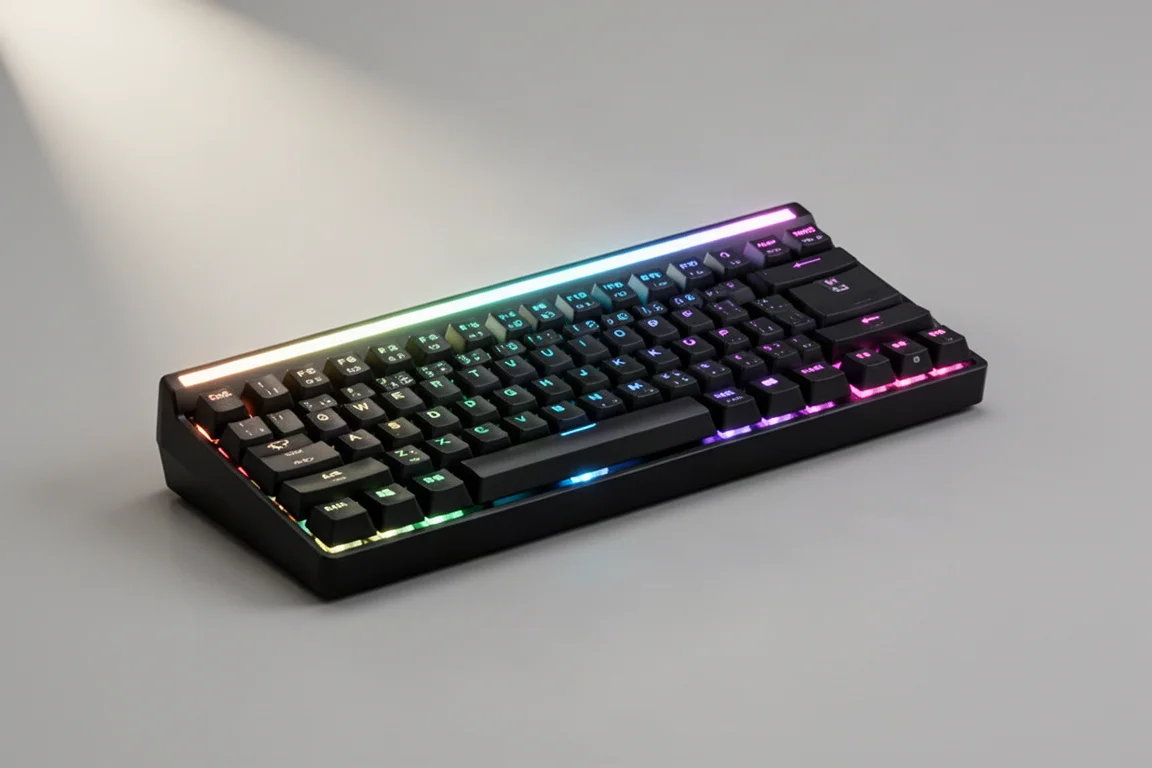 Cinque tastiere da gaming a effetto hall di Keychron, ASUS, Luminkey, Logitech e Pulsar disposte su una superficie di cemento