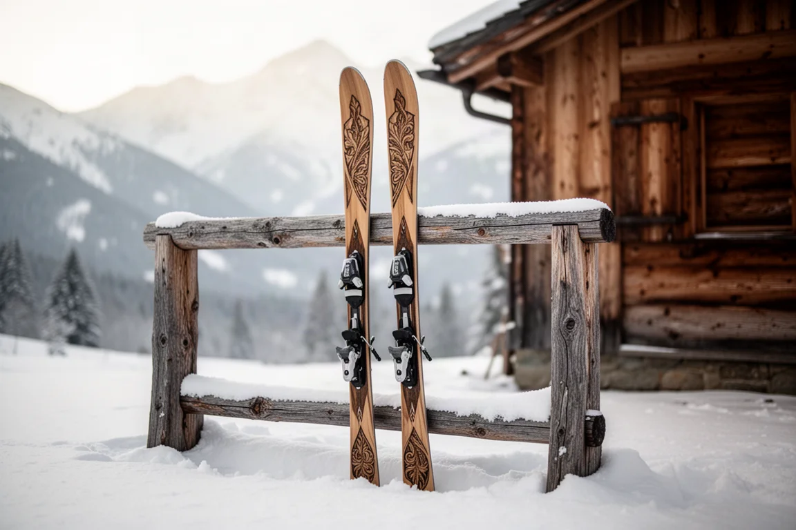 Vue plongeante de matériel de ski, casque, masque et gants sur du béton