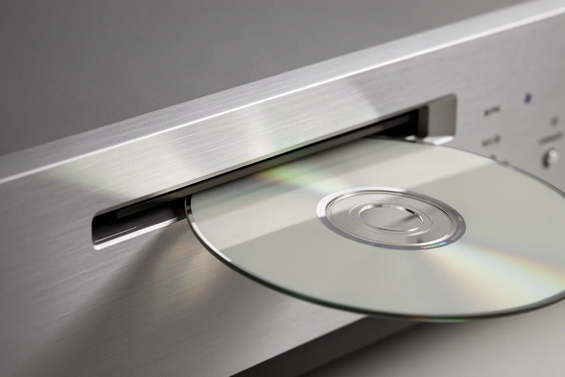 髮絲紋金屬 Hi-Fi 前級面板上的吸入式 CD 托盤