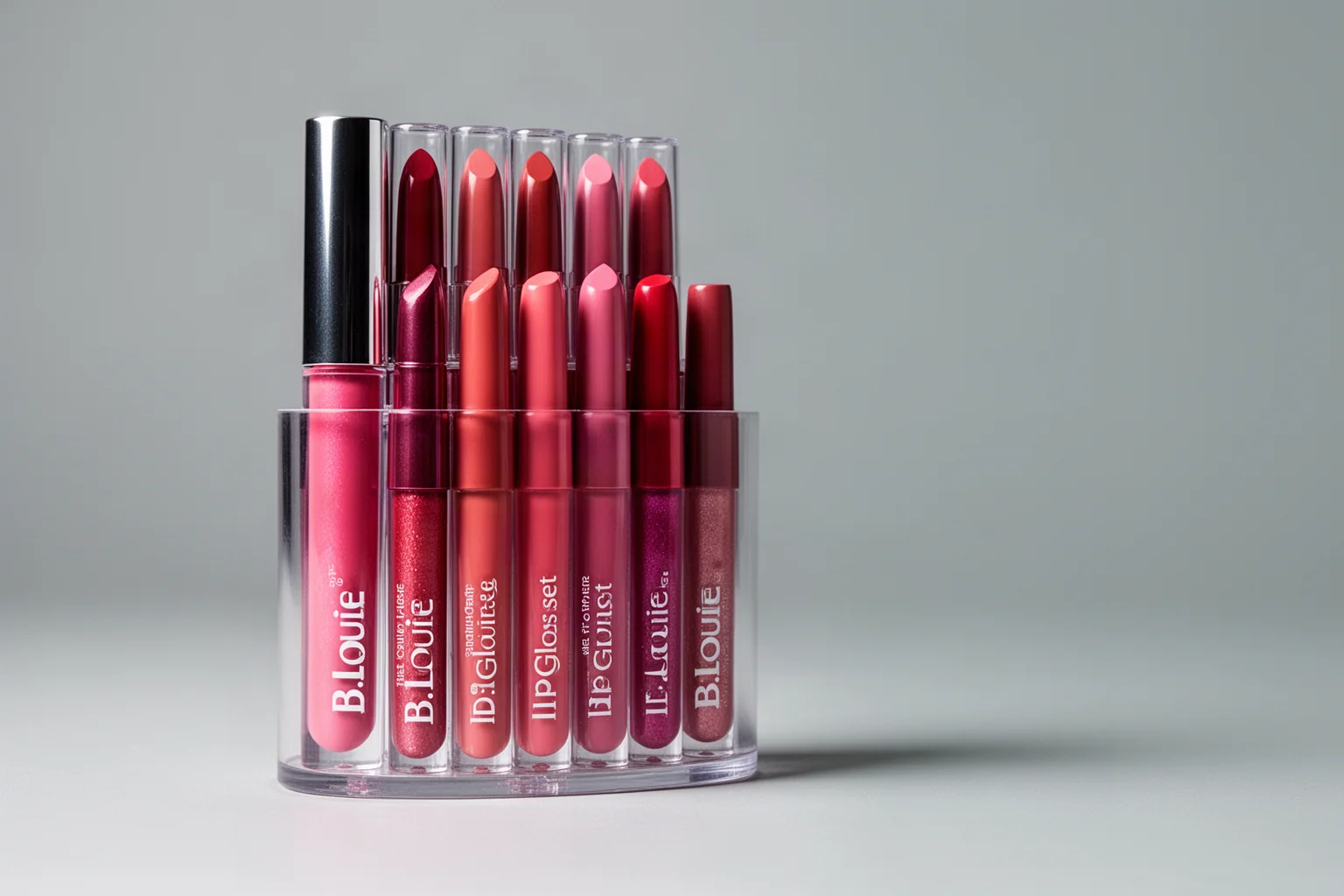 Flachliegende Beauty-Produkte, darunter Gelee-Parfüm, Regenbogen-Lidschatten, Haarfarbe und Nagelstifte