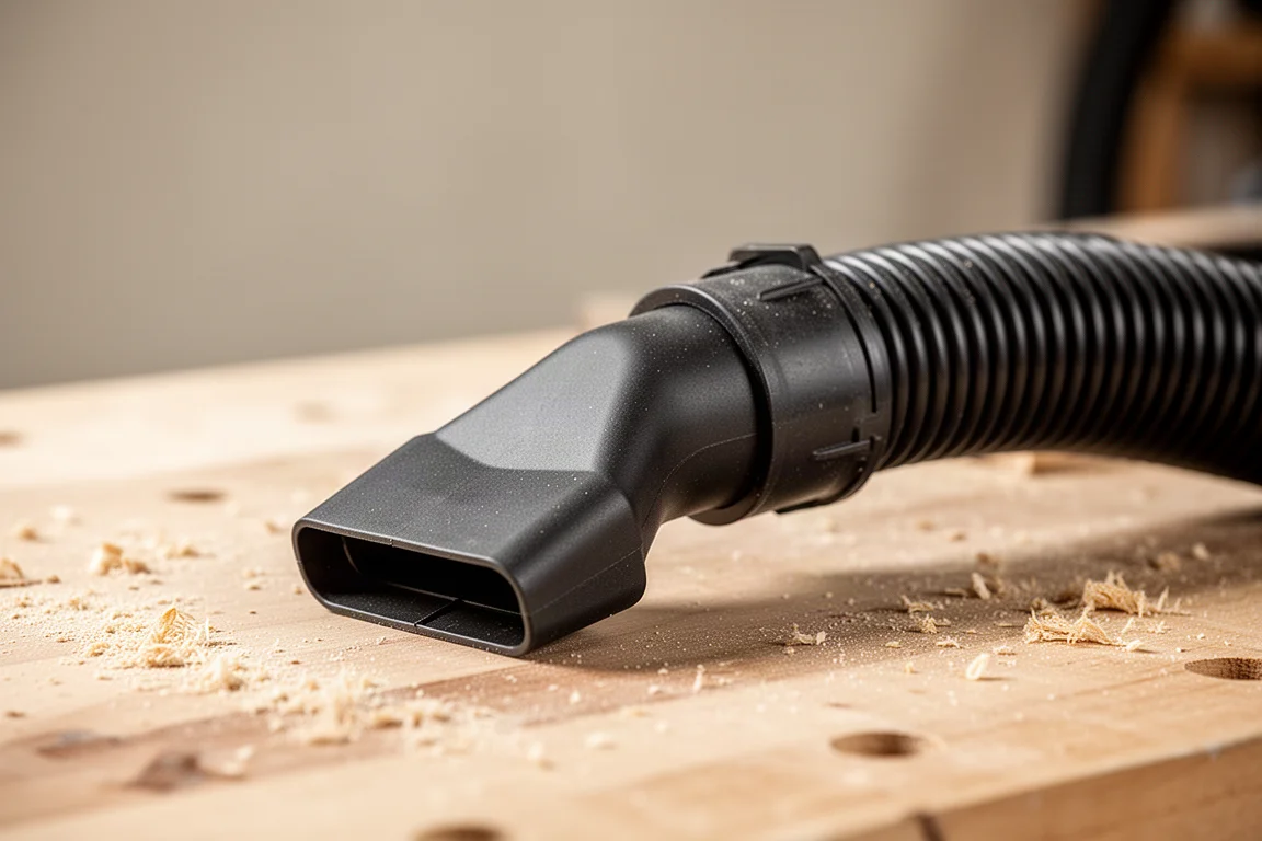 Flexible vacuum nozzle fitted onto a small shop vac hose