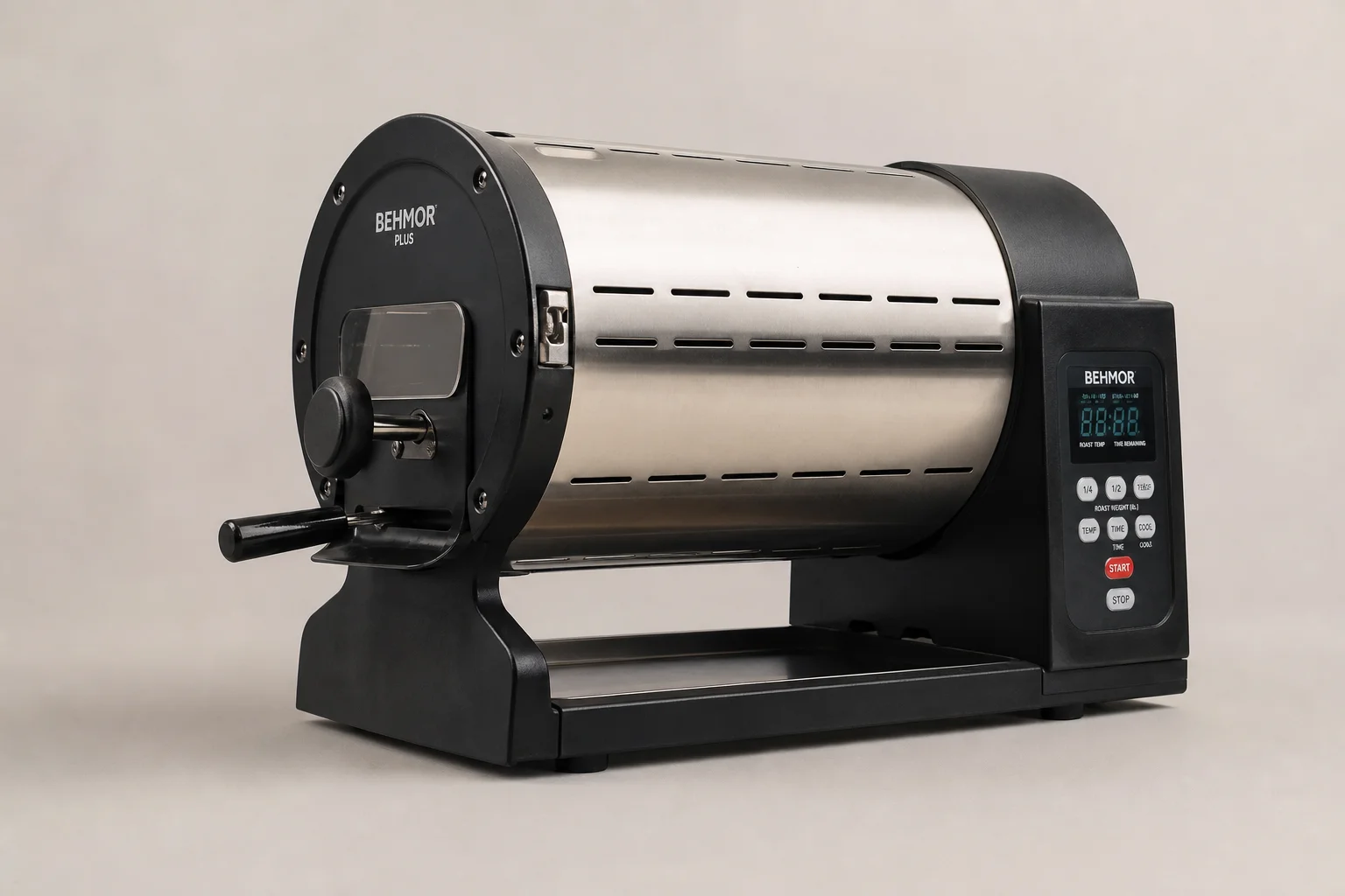 Home coffee roasting equipment including popcorn popper, green and roasted beans, colander, and scale