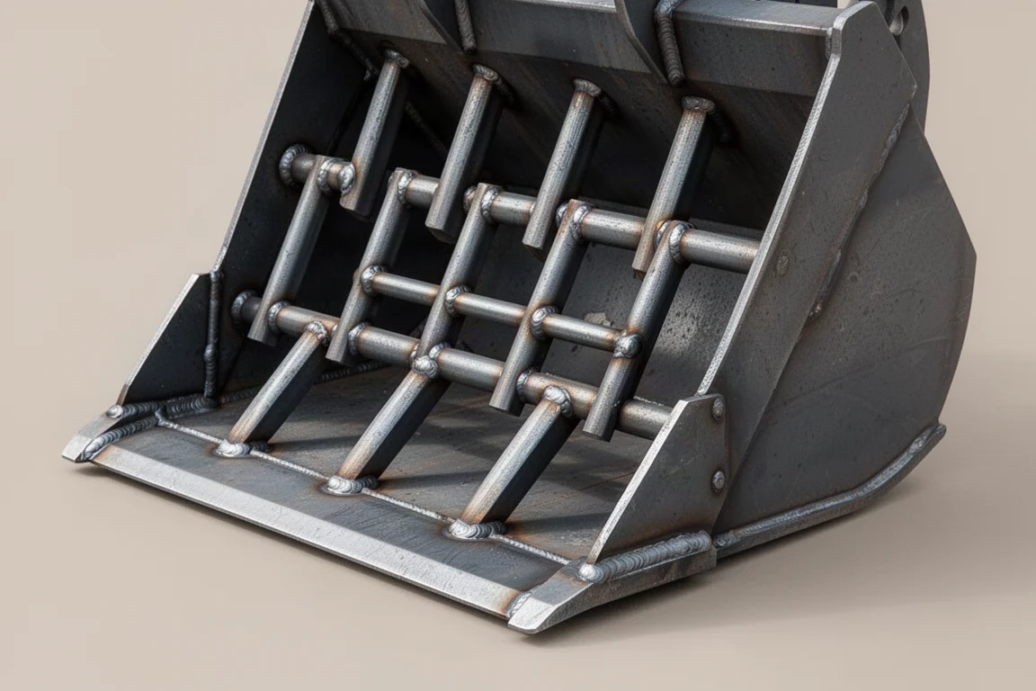 Grapple tines with welded rods and fully welded leading edge
