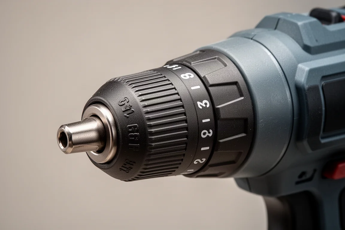 Clutch collar on a cordless screwdriver shown in close detail