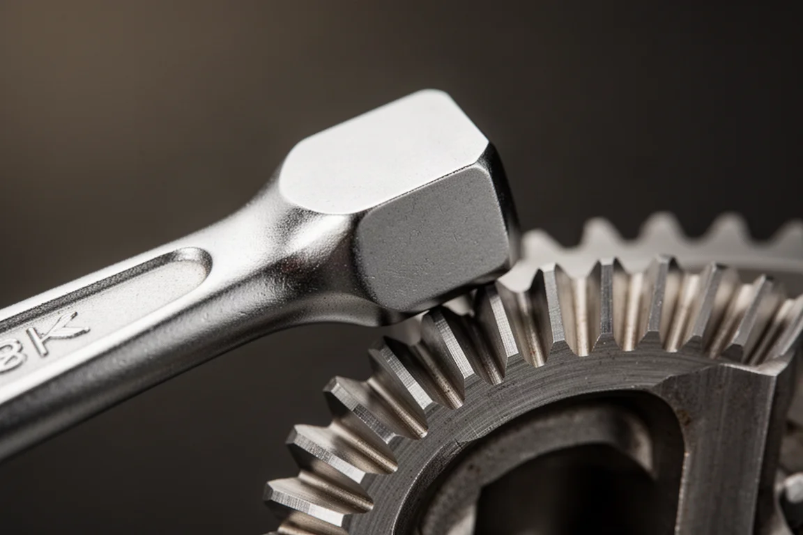 Ratchet drive tang close-up showing gear contact surfaces