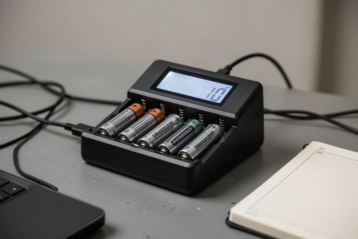 AA-batteritestare som tömmer celler under kontrollerad last