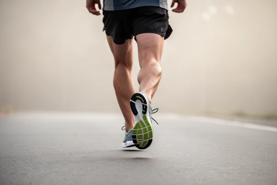 Coureur accumulant les kilomètres quotidiens sur un bitume lisse avec un entraîneur quotidien léger