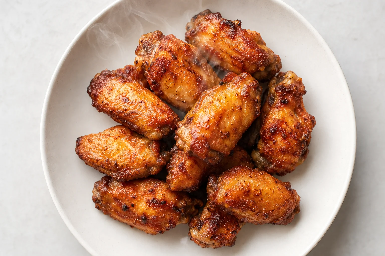 Ali di pollo dorate e croccanti su un piatto appena sfornate