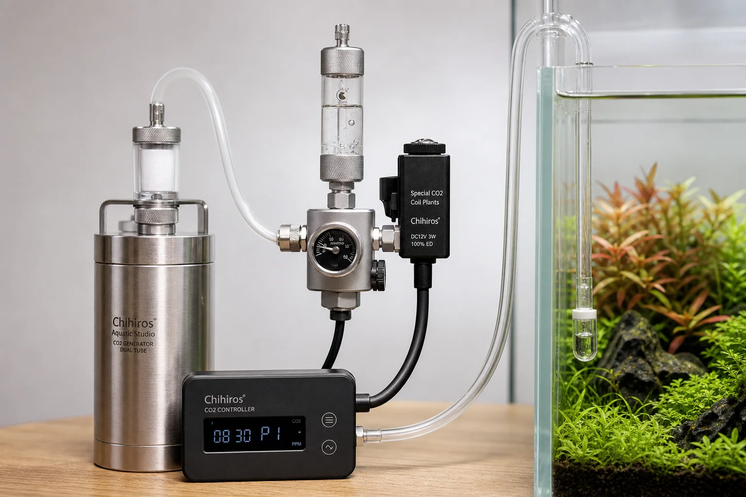 Configurazione del kit generatore CO2 Chihiros con contabolle attivo