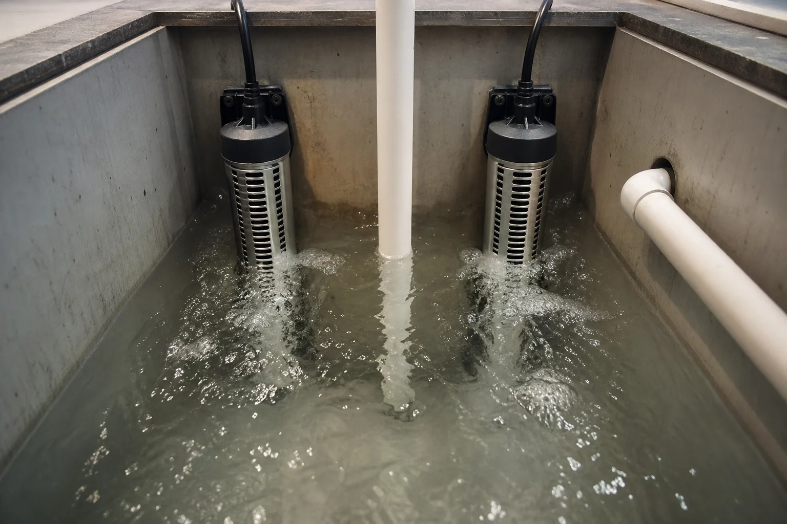 Redundantes Doppel-Heizersystem in einem Technikbecken mit Wasserzirkulation