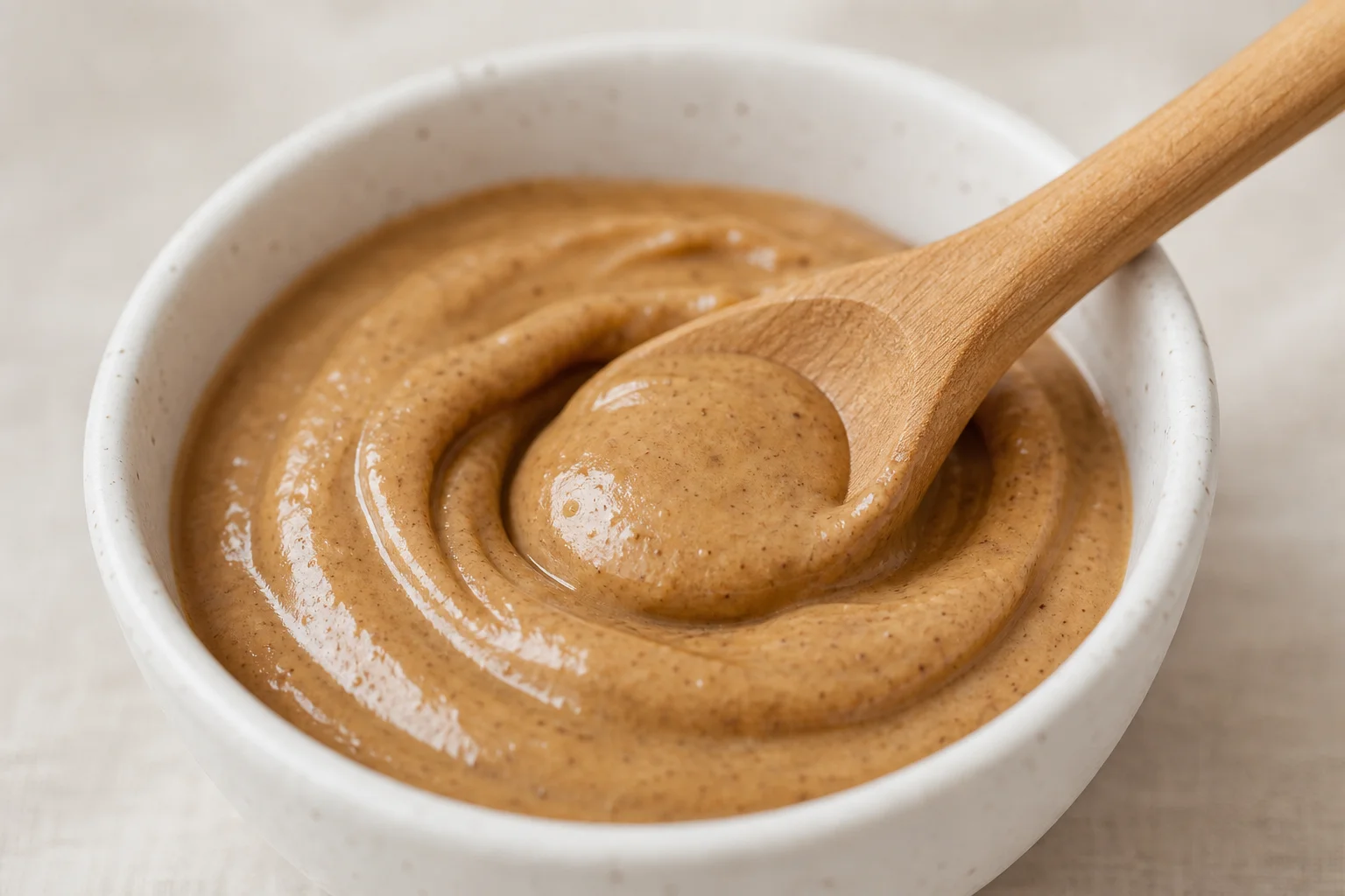 Hands holding a bowl of creamy nut butter made in a blender