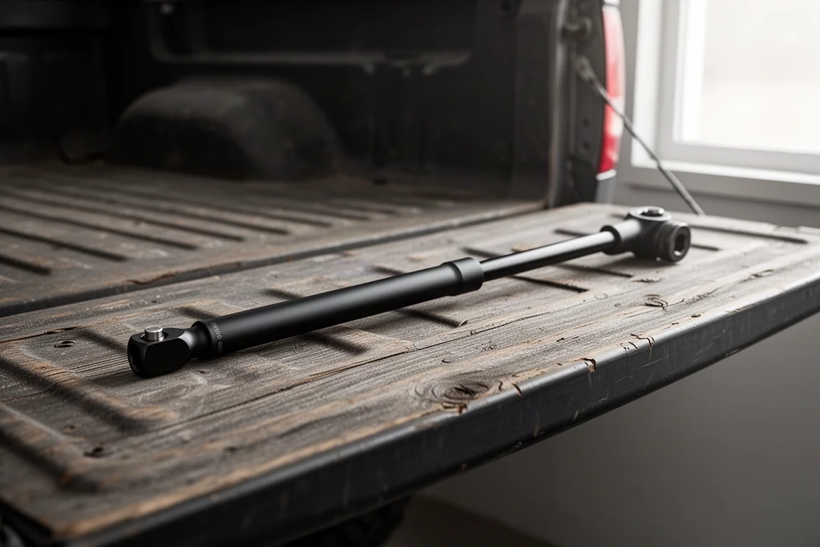 Teleskopierbare Breaker Bar mit ausgezogenem Schaft auf der Ladeklappe eines Pickups