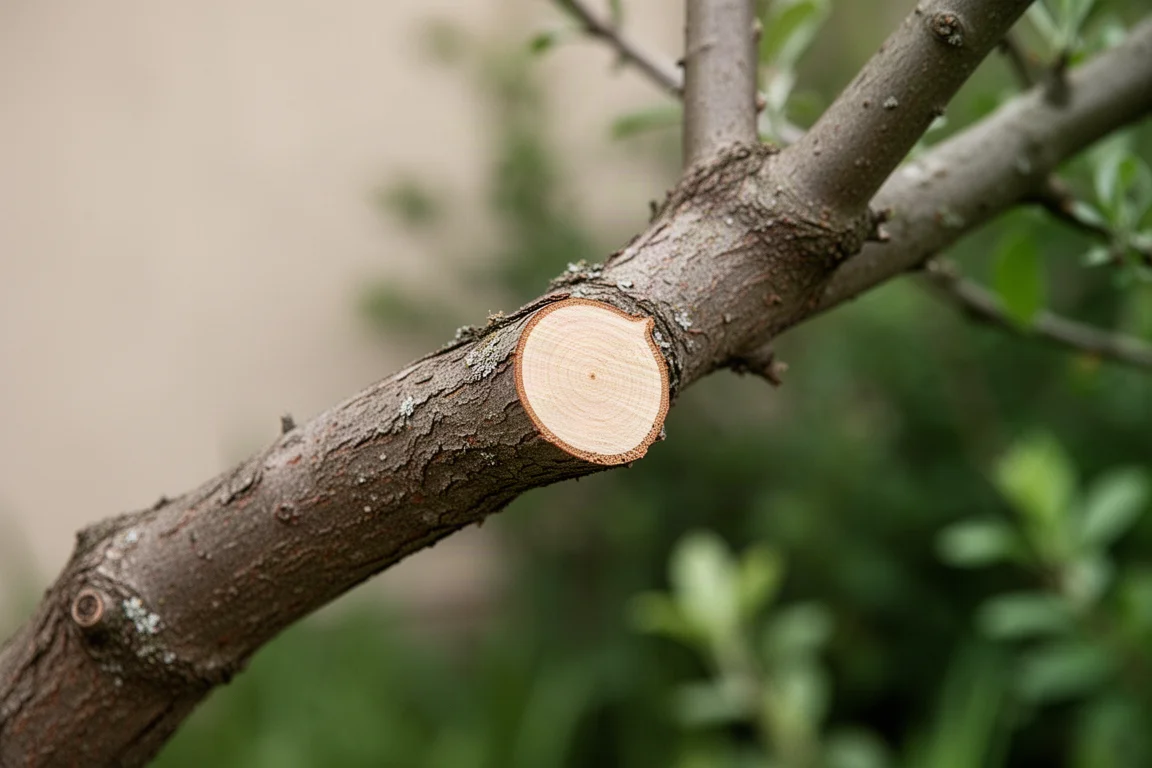 Thick tree branch being pruned with a heavy-duty cordless shear