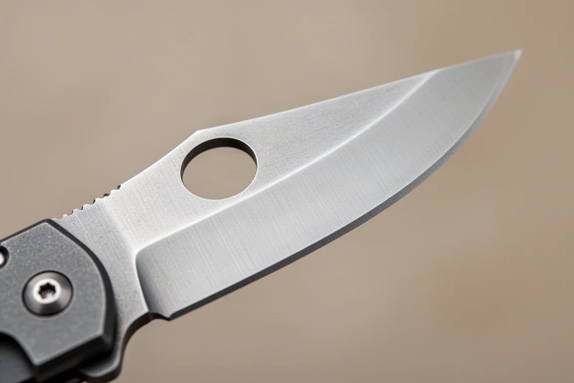 Nahaufnahme einer Thumb-Hole-Öffnung an einer kleinen Taschenmesser-Klinge