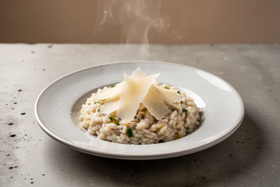 Freshly grated parmesan shavings melting over a finished dish