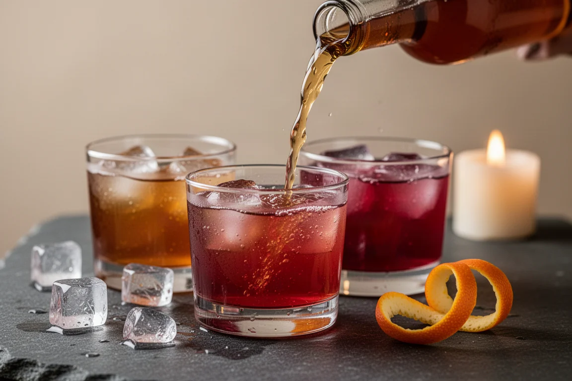 節慶飲品加冰塊並以柳橙裝飾後端上桌