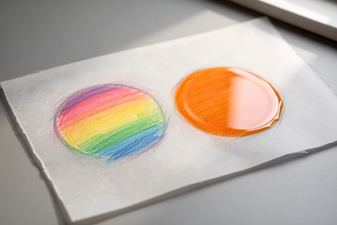 Zwei polierte und verblendete Musterflächen nebeneinander mit glänzendem versus brillantem Finish