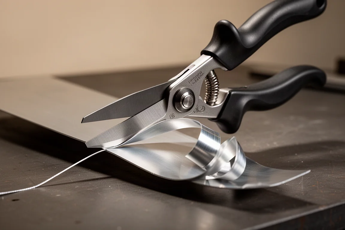 Ergonomiczne nożyce do blachy wykonujące czyste proste cięcie w aluminiowej blachy