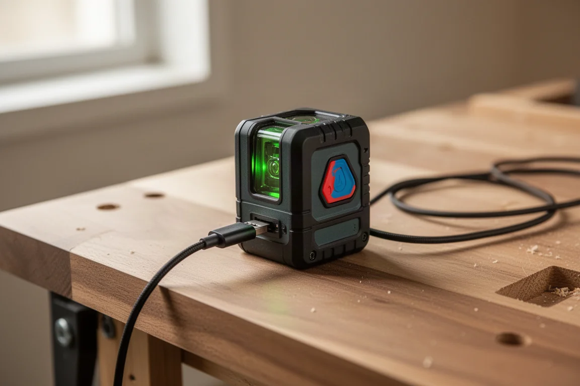 以 USB-C 線充電的迷你雷射水平儀