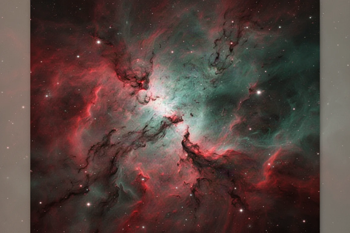Emissionsnebel mit glühenden Wasserstoffgaswolken im Weltall
