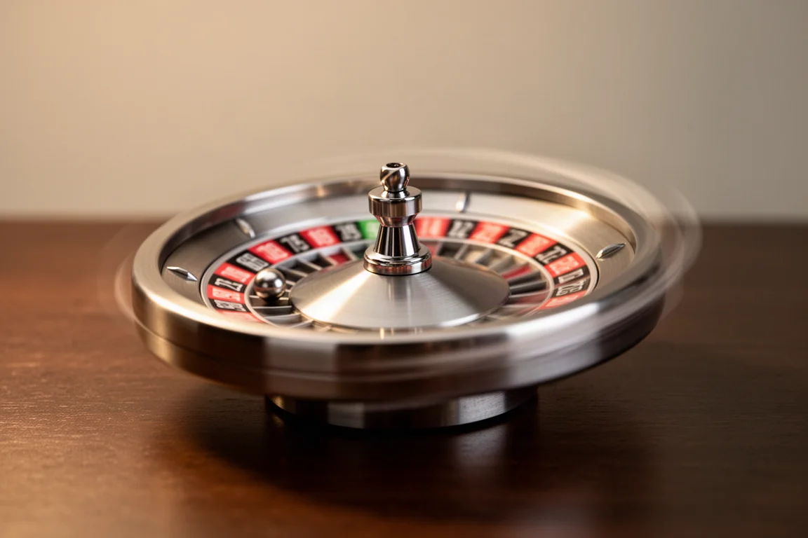 Metalowy spinner na biurko w stylu ruletki podczas kręcenia się