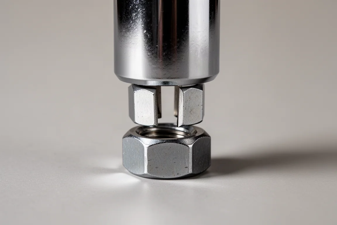 Socket slipping onto a hex nut with visible side play